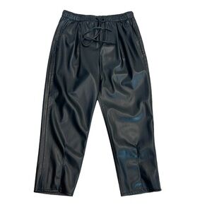 Industry Republic clothing black faux leather drawstring joggers Sz L NWT